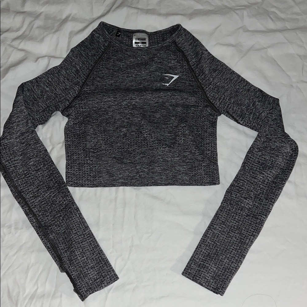 GYMSHARK Gray Long Sleeve Crop Top